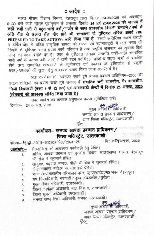 उत्तरकाशी जिले मे 25 अगस्त क़ो बंद रहेंगे स्कूल-Newsnetra 3 FB IMG 1756045550933