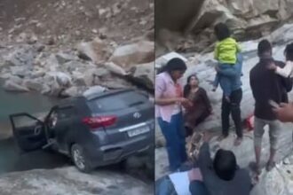 रुद्रप्रयाग-गौरीकुंड हाईवे पर बड़ा हादसा: पत्थर की चपेट में आकर मंदाकनी नदी किनारे गिरी कार, चालक की मौत, बच्ची समेत पांच घायल-Newsnetra 18 katharanatha haiiva para hathasa 4d2002161ecaaf718bd2aa6c99ec228c