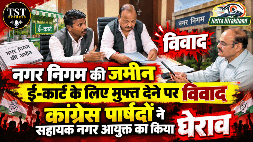 नगर निगम की जमीन ई-कार्ट के लिए मुफ्त देने पर विवाद, कांग्रेस पार्षदों ने सहायक नगर आयुक्त का किया घेराव-Newsnetra 5 feature image 11